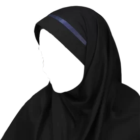 مقنعه تل دار 100 بروجرد مشکی تل سورمه ای کد 2932