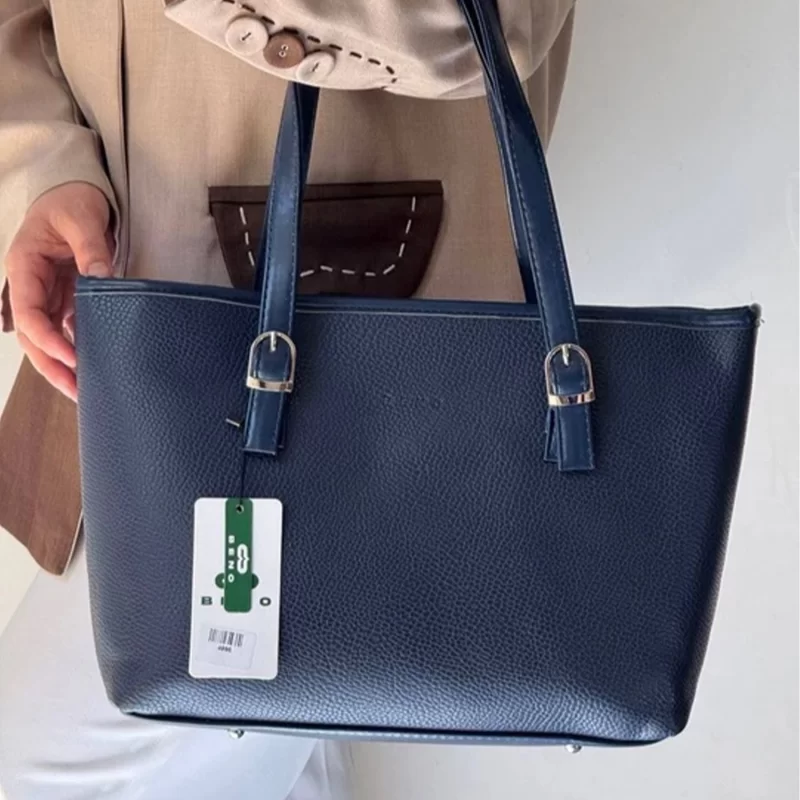 کیف زنانه دستی بزرگ سرمه ای شرانگ