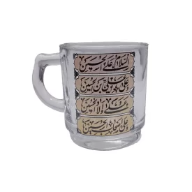 لیوان شیشه ای دسته دار طرح سلام زیارت عاشورا - بسته 6 عددی