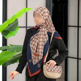 ست کیف و روسری طرح گوچی حاشیه سرمه ای کد L60