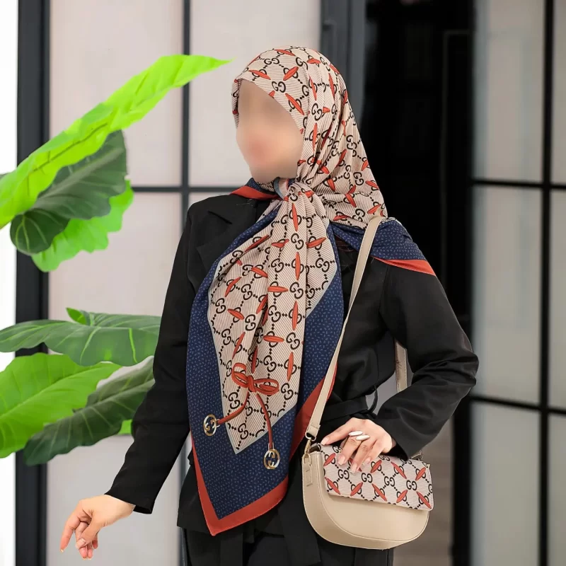 ست کیف و روسری طرح گوچی حاشیه سرمه ای کد L60
