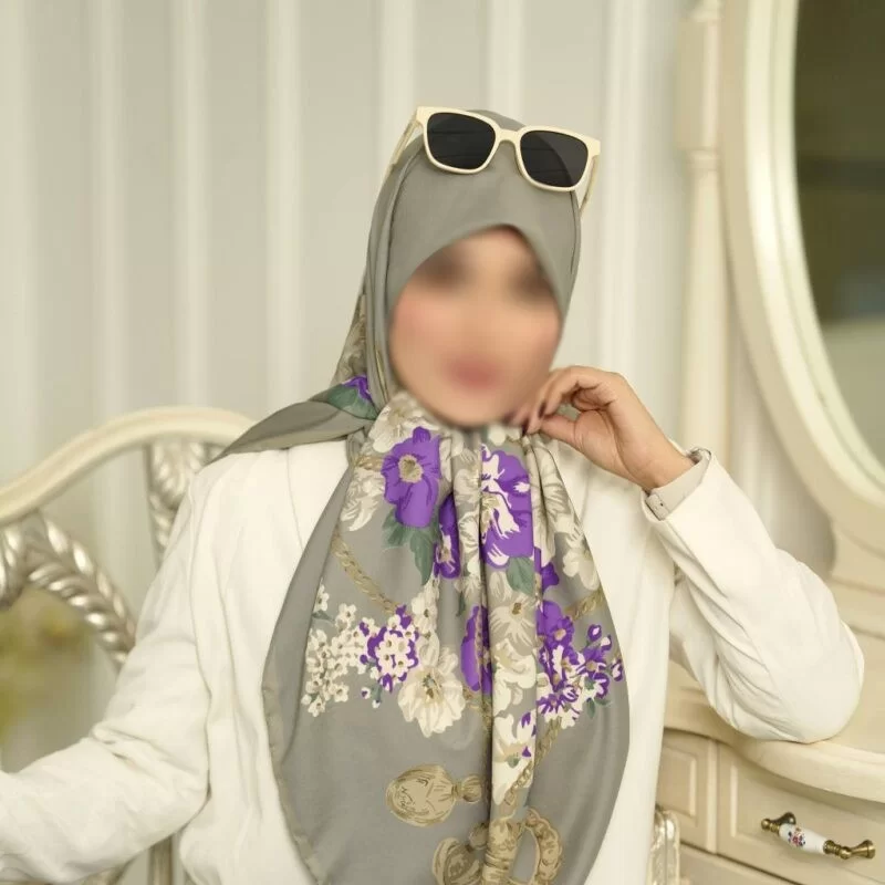 روسری ابریشمی رنگی طرح دار کد 16290