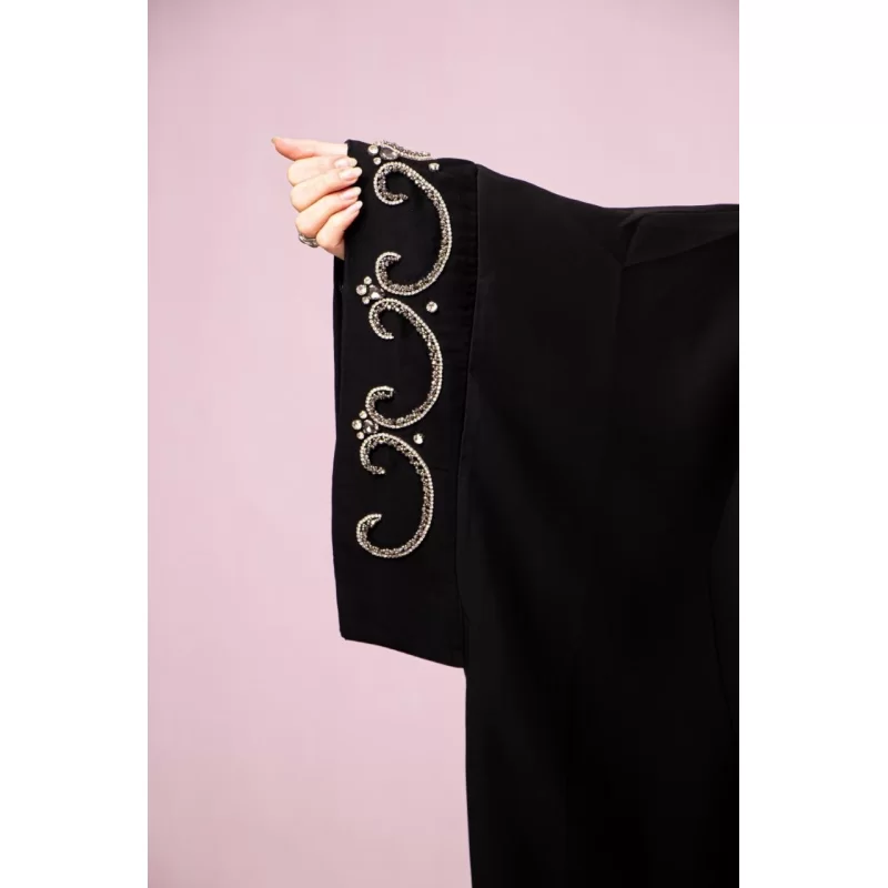  چادر مشکی طرح پرنسس جواهر دوزی مخمل متین پارچه الماس