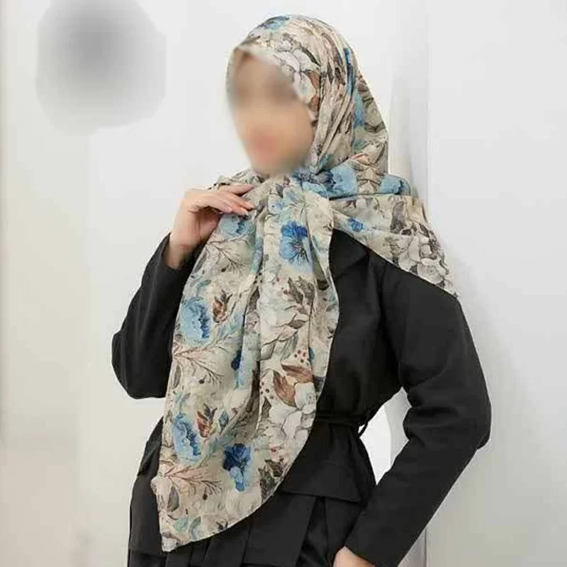 روسری نخی رنگی طرح دار کد 16342