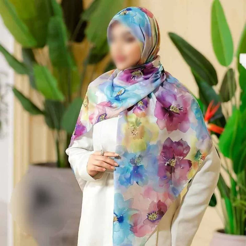 روسری نخی رنگی طرح دار کد 16376