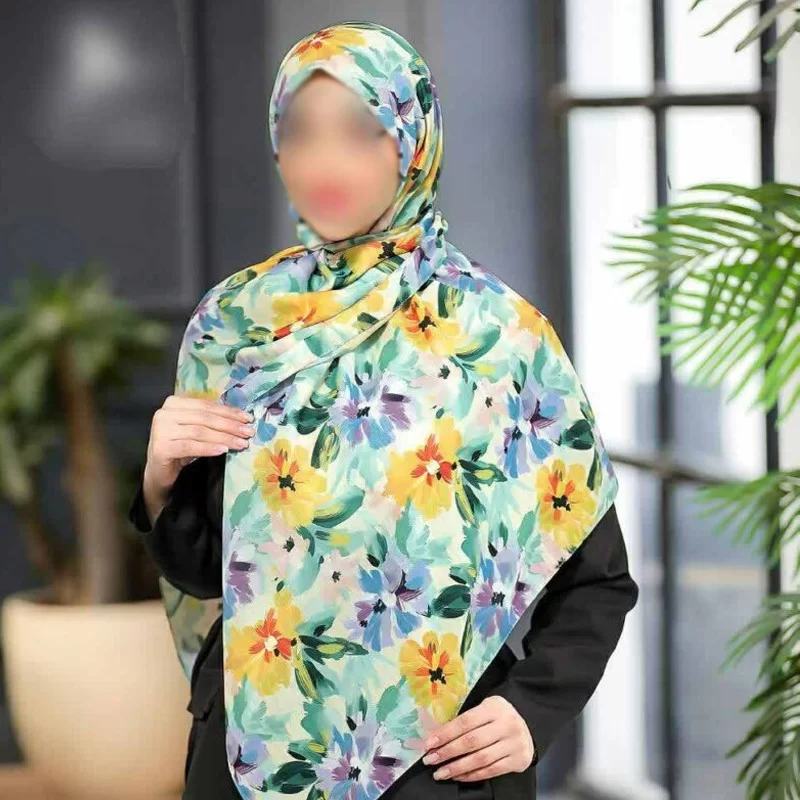 روسری نخی رنگی طرح دار کد 16390