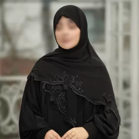 روسری مشکی کار شده کد 16718