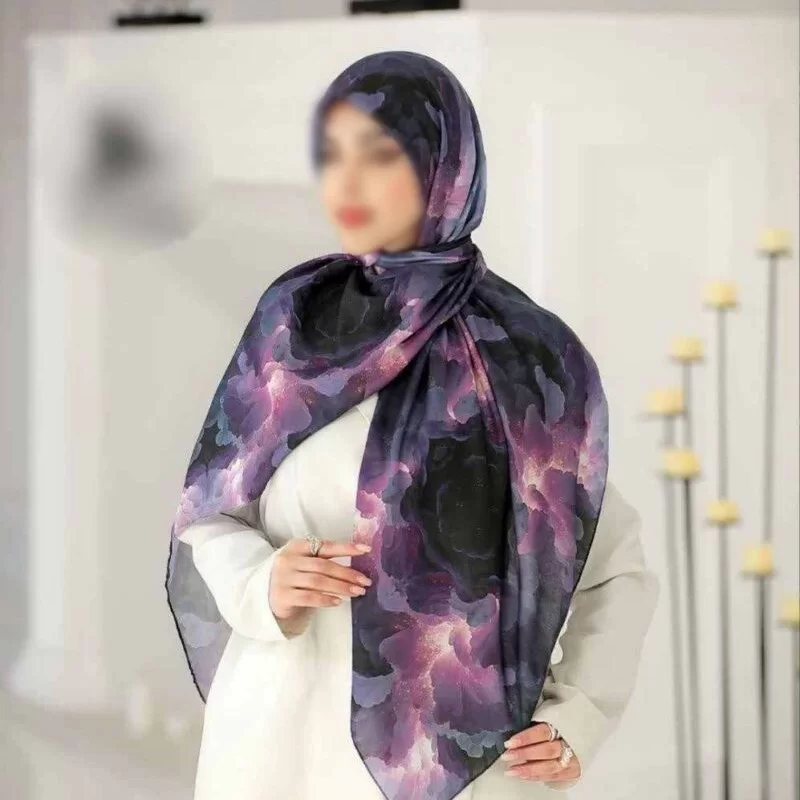 روسری نخی رنگی طرح دار کد 16386