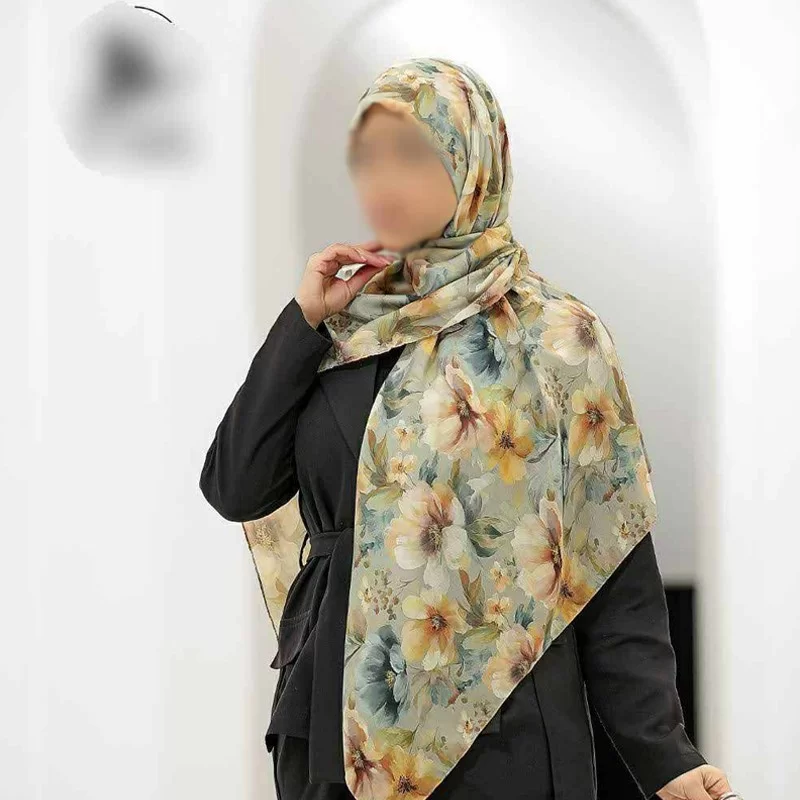 روسری نخی رنگی طرح دار کد 16383