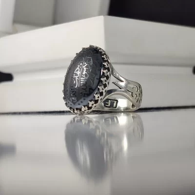 انگشتر حدید حکاکی هفت جلاله رکاب آلیاژی باکیفیت  کد 3726