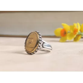 انگشتر آلیاژی حدید مردانه حکاکی عین علی و زیارت عاشورا کد 3937