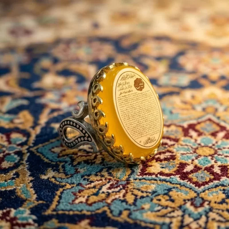 انگشتر نقره مردانه مدل سیترین رکاب اسپرت
