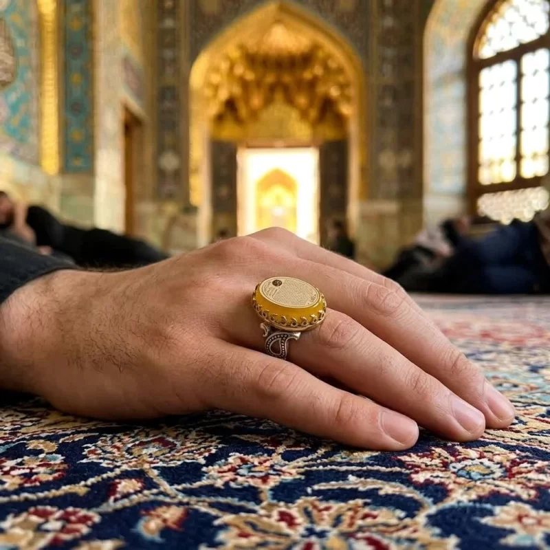 انگشتر نقره مردانه مدل سیترین رکاب اسپرت