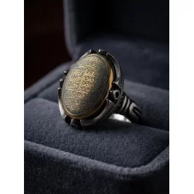  انگشتر آلیاژی حدید مردانه با حکاکی قدسی چهارقل کد 5226