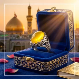  انگشتر آلیاژی عقیق زرد کد 5303