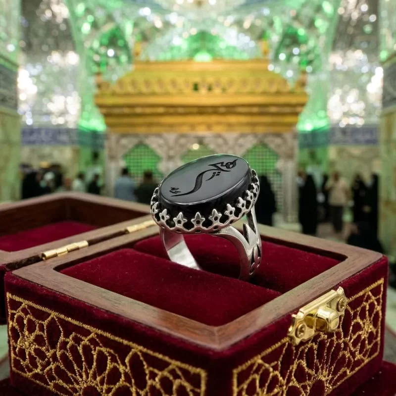 انگشتر آلیاژی مردانه عقیق مشکی حکاکی هیچ کد 5340