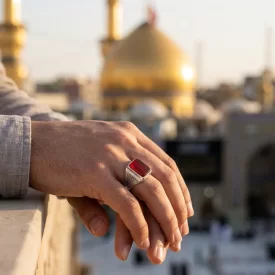 انگشتر نقره باسنگ عقیق قرمز |  انگشتر نقره مردانه خاص و جذاب  کد 5344