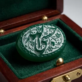 نگین عقیق سبز حکاکی حسبی الله  کد 5890