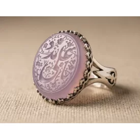 انگشتر آلیاژی باسنگ عقیق سوسنی حکاکی یاعلی مدد  کد 5922