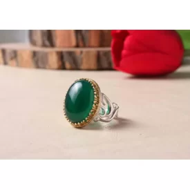 انگشتر آلیاژی باسنگ عقیق سبز  کد 5953