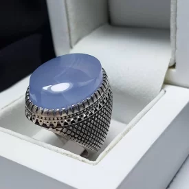 انگشتر عقیق سوسنی رکاب نقره عیار925 کد1016