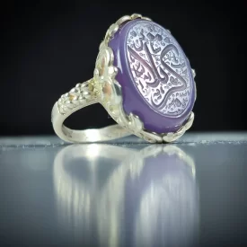 انگشتر عقیق سوسنی زنانه با حکاکی شهدای کربلا کد 2137