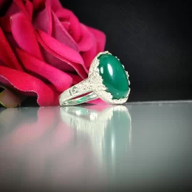 انگشتر عقیق سبز زنانه کد 5240
