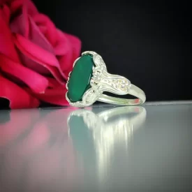 انگشتر عقیق سبز با کد 5241