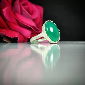 انگشتر عقیق سبز  زنانه کد 5242
