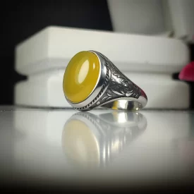 انگشتر شرف الشمس عالی مردانه با رکاب آلیاژی درجه یک کد 3504
