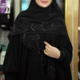 روسری مشکی گلدوزی شده کد 9884