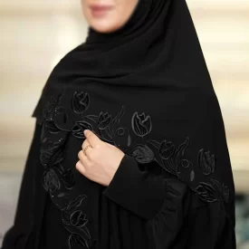 روسری مشکی گلدوزی شده کد 9886