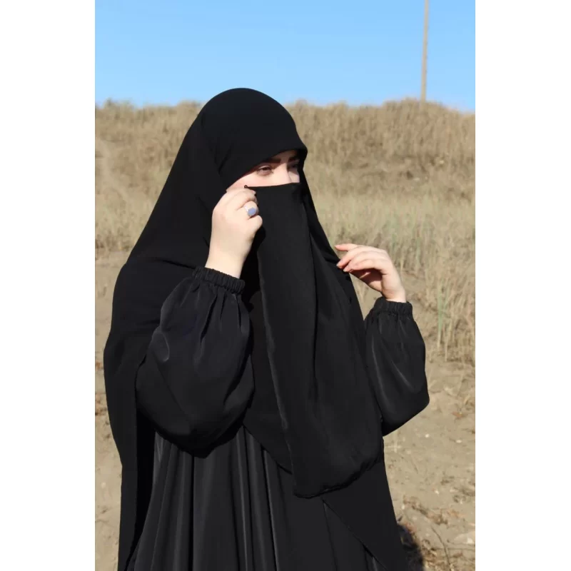 روسری مشکی کرپ نقابدار
