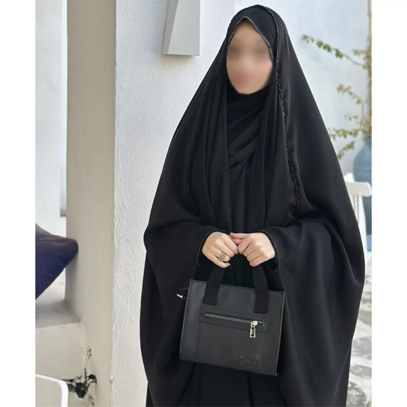 چادر عربی مشکی کم کار ندا قطری مدل ترنم