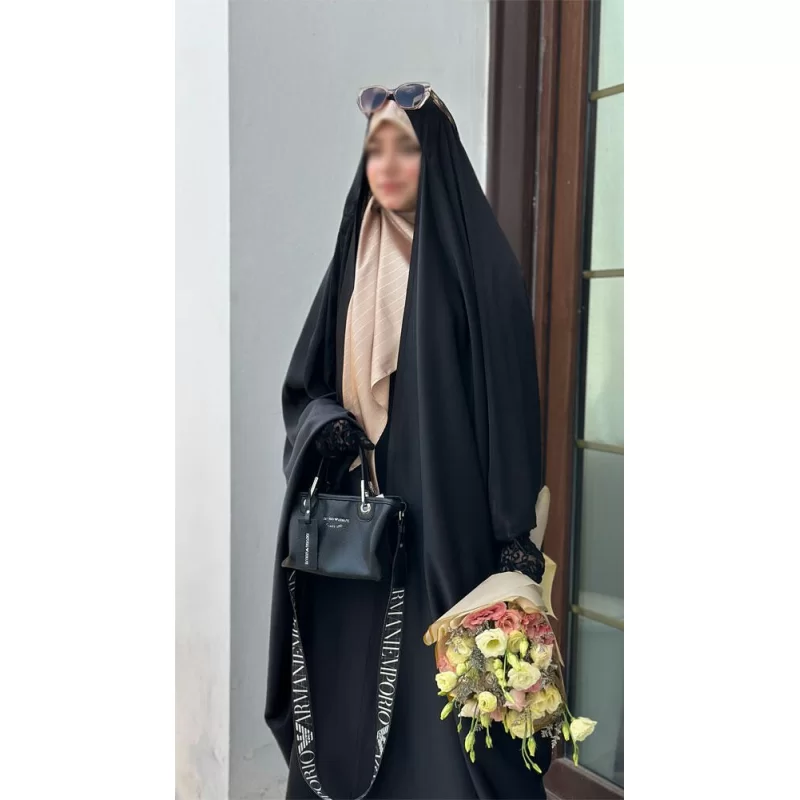 چادر عربی مشکی طرح حناین