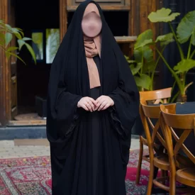 چادر عربی مشکی طرح یاسمین