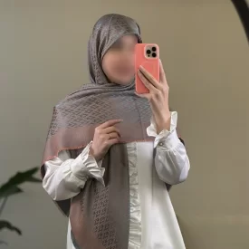 روسری نخ ژاکارد لمه سبز دریایی نارنجی کد 10