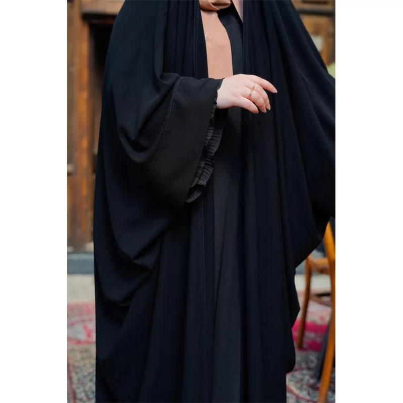 چادر عربی مشکی طرح یاسمین