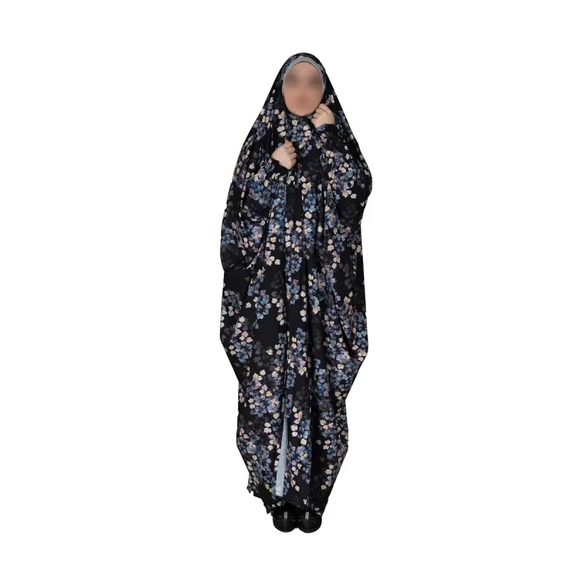 چادر میزبان رنگی طرح یاس سرمه ای
