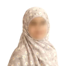 روسری دخترانه حریر طرح بابونه رنگ صورتی
