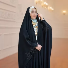 چادر مشکی عربی گلدوزی طرح نازنین