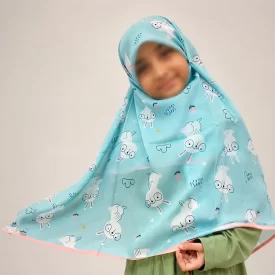 روسری دخترانه حریر مدل خرگوش عینکی