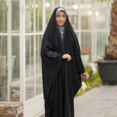 چادر مشکی عربی گلدوزی طرح عقیق