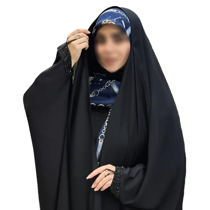 چادر عربی مشکی طرح المیرا کرپ حریر قطری