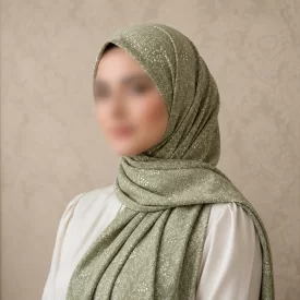 روسری زنانه حریر مدل گلبرگ رنگ سبز روشن