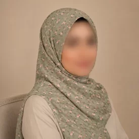 روسری زنانه حریر مدل پونه رنگ زیتونی