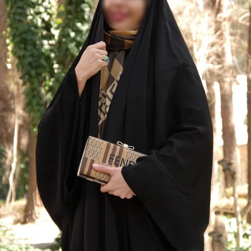 چادر پرنسس مشکی طرح یاسمین کرپ ندا کلاسیک