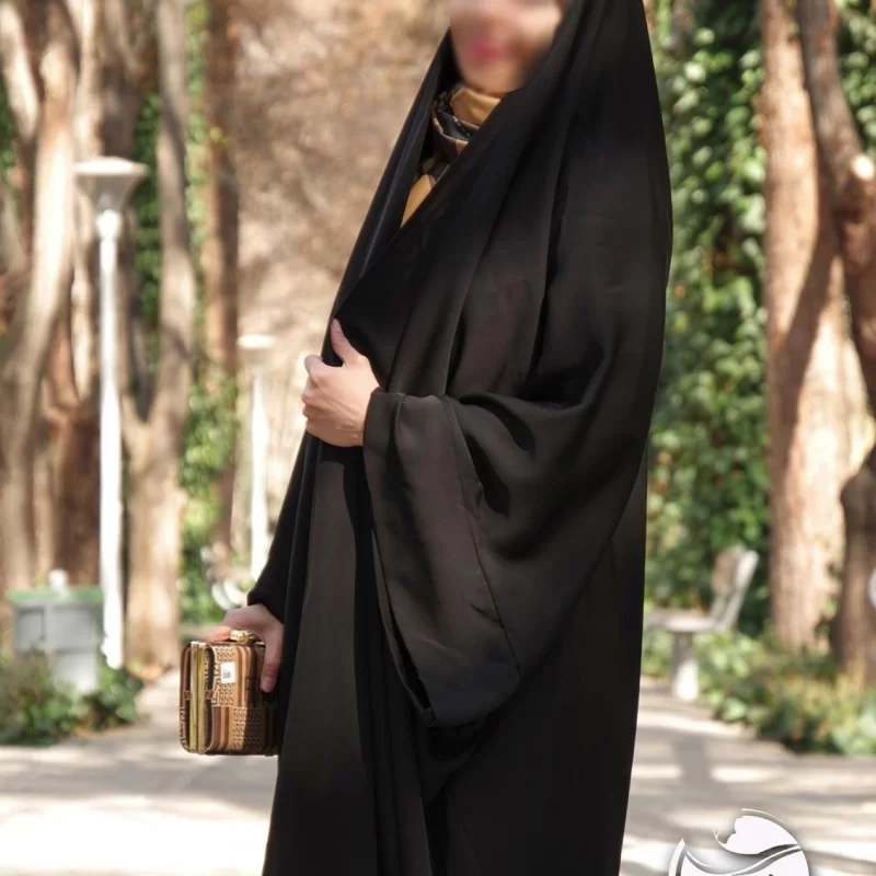 چادر پرنسس مشکی طرح یاسمین کرپ حریر الماس