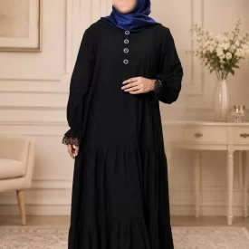 پیراهن عبایی مشکی طرح ثمین