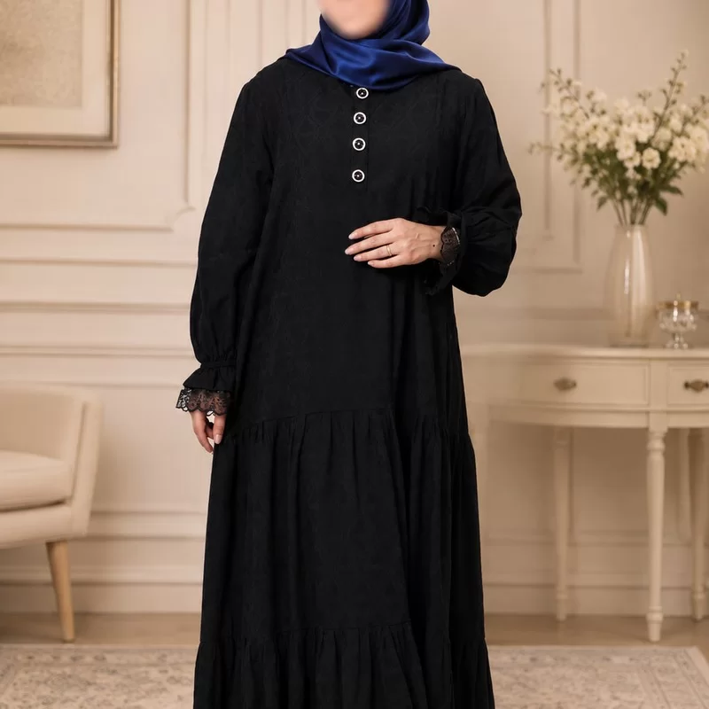 پیراهن عبایی مشکی طرح ثمین